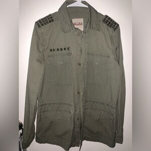 Women’s Green Canvas Jacket w/ Shoulder Studs